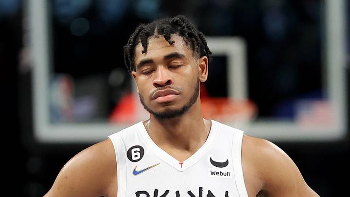 Brooklyn Nets guard Cam Thomas (24) reacts during the fourth quarter against the Los Angeles Clippers at Barclays Center on February 6, 2023.