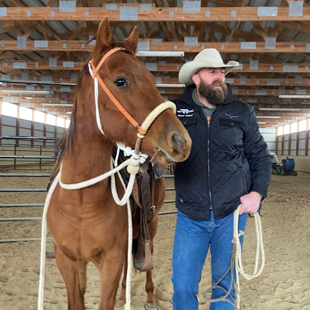 Brett Keisel with horse, James