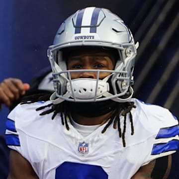 Dec 17, 2023; Orchard Park, New York, USA; Dallas Cowboys wide receiver KaVontae Turpin (9) takes the field before warm-ups against the Buffalo Bills at Highmark Stadium. Mandatory Credit: Gregory Fisher-Imagn Images