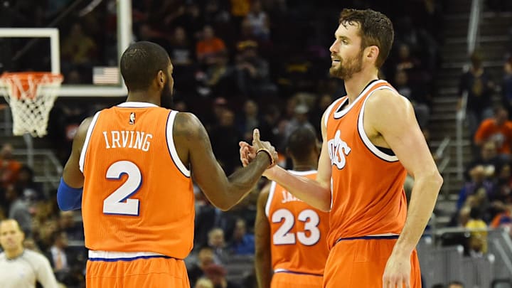 Then-Cleveland Cavaliers Kyrie Irving and Kevin Love on Dec 9, 2016.