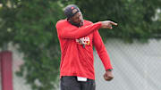 Louisville Cardinals Ron English, co-Defensive Coordinator/Secondary, during a recent practice on August 4, 2025 before the start of the 2025 football season.