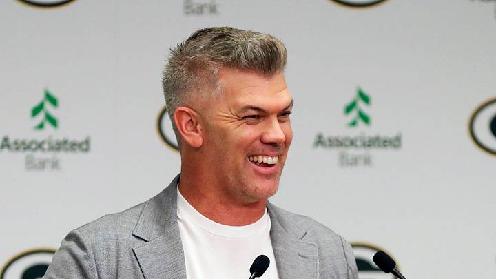 Mason Crosby, longtime Green Bay Packers kicker, speaks during his retirement press conference on March 7, 2025