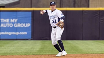 Whitecaps shortstop Kevin McGonigle looks to pass the ball to a teammate on Friday, April, 4, at LMCU Ballpark.