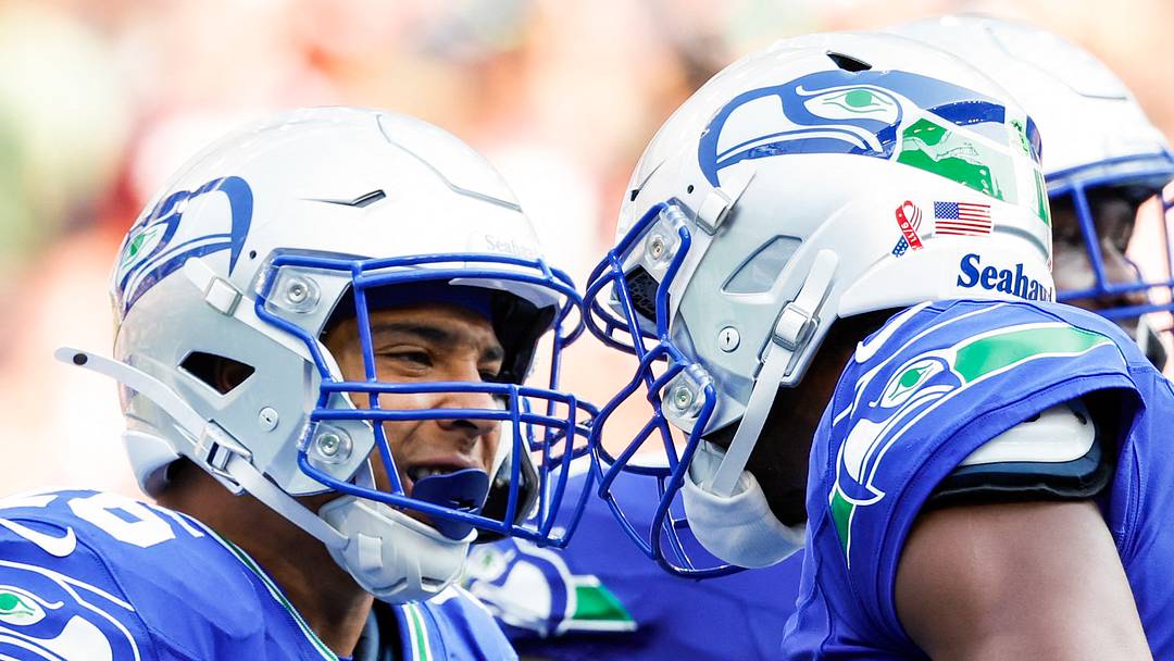Seattle Seahawks running back Zach Charbonnet celebrates. Seattle Seahawks running back Zach Charbonnet celebrates.