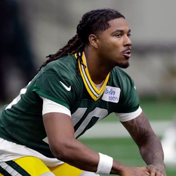 Green Bay Packers safety Omar Brown stretches during the team's first day of minicamp on June 10.