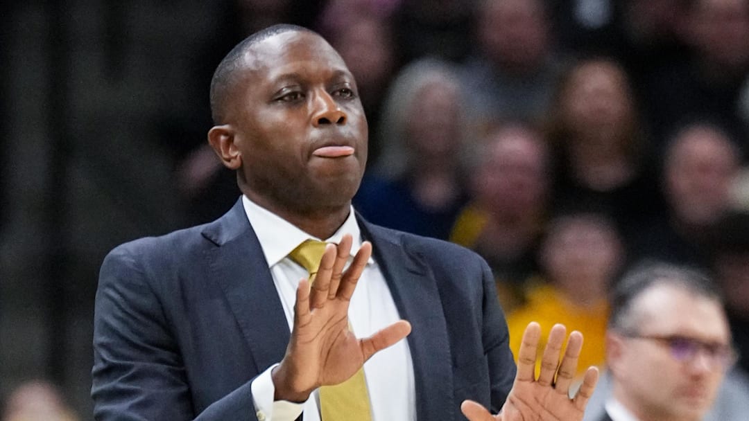 Feb 14, 2026; Columbia, Missouri, USA; Missouri Tigers head coach Dennis Gates gestures to players against the Texas Longhorns during the first half of the game at Mizzou Arena. Mandatory Credit: Denny Medley-Imagn Images