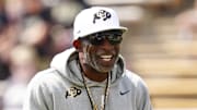Sep 6, 2025; Boulder, Colorado, USA; Colorado Buffaloes head coach Deion Sanders before the game against the Delaware Fightin Blue Hens at Folsom Field.