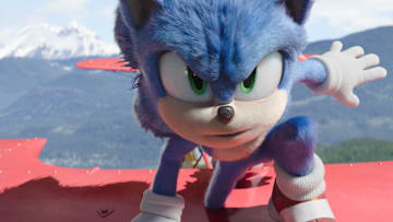 Sonic (Ben Schwartz) in SONIC THE HEDGEHOG 2 from Paramount Pictures and Sega. Photo Credit: Courtesy Paramount Pictures and Sega of America.