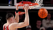 Arkansas forward Zvonimir Ivisic (44) dunks against Vanderbilt during the first half at Memorial Gym in Nashville, Tenn., Tuesday, March 4, 2025.