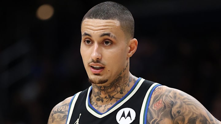 Milwaukee Bucks forward Kyle Kuzma (18) looks on during the second half against the Washington Wizards at Capital One Arena on January 29, 2026.