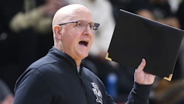 Purdue Boilermakers head coach Dave Shondell yells down court 
