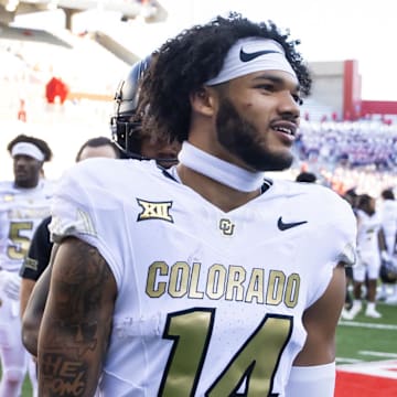 Oct 19, 2024; Tucson, Arizona, USA; Colorado Buffalos wide receiver Will Sheppard (14) against the Arizona Wildcats at Arizona Stadium.  