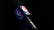 Dec 14, 2019; Mexico City, MEX; A detailed view of a press conference microphone with a NBA logo before the game between the Phoenix Suns and the San Antonio Spurs at Mexico City Arena. 