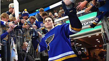 Blues center prospect Dalibor Dvorsky taking his rookie lap ahead of his NHL debut