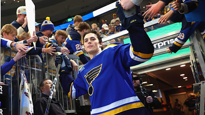 Blues center prospect Dalibor Dvorsky taking his rookie lap ahead of his NHL debut