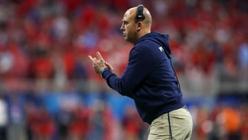 Penn State Nittany Lions head coach James Franklin on the sideline against the Mississippi Rebels in the second quarter of the Peach Bowl. 