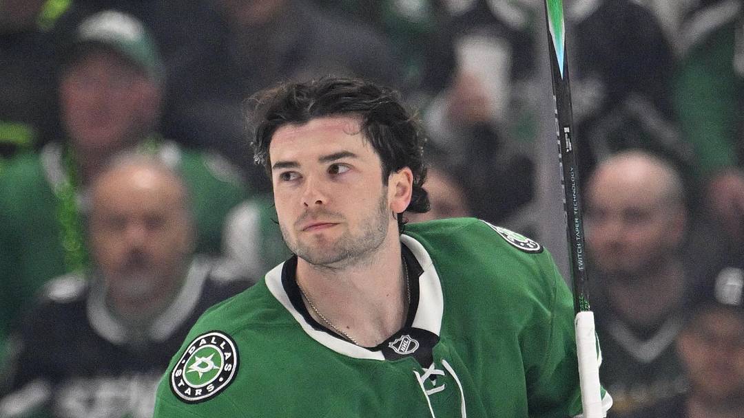 Apr 4, 2026; Dallas, Texas, USA; Dallas Stars center Mavrik Bourque (22) skates off the ice during the game between the Stars and the Avalanche at American Airlines Center. Mandatory Credit: Jerome Miron-Imagn Images