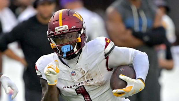 Washington Commanders wide receiver Deebo Samuel Sr. runs against the Los Angeles Chargers
