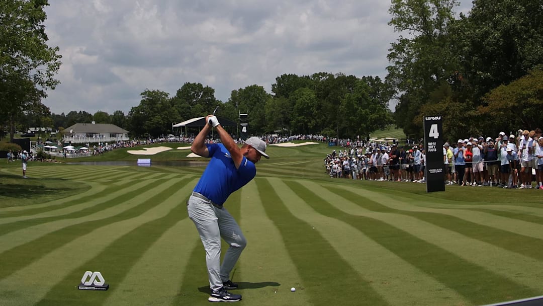DeChambeau tees off at this week's LIV Golf Virginia event. DeChambeau tees off at this week's LIV Golf Virginia event.