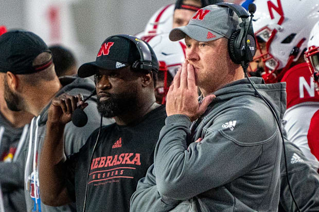 Scott Frost watches during the 2022 Nebraska-Georgia Southern game, his final game as the Huskers' head coach.