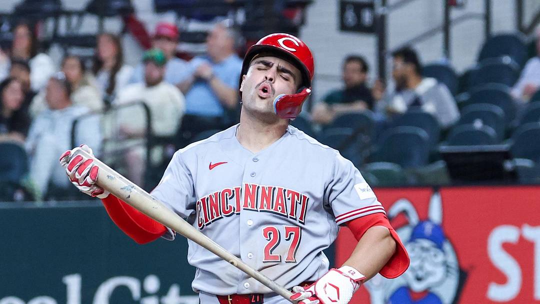 Cincinnati Reds first baseman Sal Stewart (27) reacts