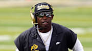 Aug 29, 2025; Boulder, Colorado, USA; Colorado Buffaloes head coach Deion Sanders during the first quarter against the Georgia Tech Yellow Jackets at Folsom Field.