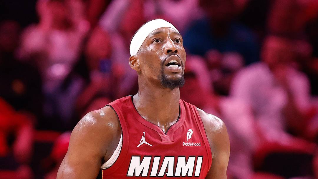 Mar 10, 2026; Miami, Florida, USA;  Miami Heat center Bam Adebayo (13) walks back to the bench in a time out against the Washington Wizards during the second half at Kaseya Center. Mandatory Credit: Rhona Wise-Imagn Images