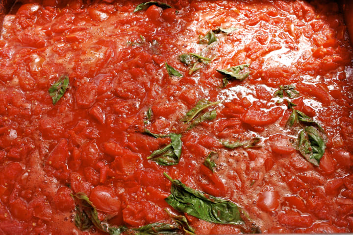 Close up of red sauce