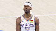 Oklahoma City Thunder guard Shai Gilgeous-Alexander looks on during the fourth quarter against the Indiana Pacers.