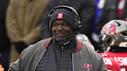 Tampa Bay Buccaneers head coach Todd Bowles on the sidelines during the first half of the game against the Buffalo Bills 