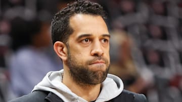 Atlanta Hawks general manager Landry Fields looks on against the Boston Celtics.