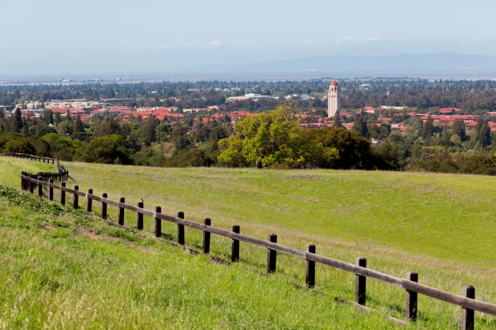 Stanford University's campus with Hoover Tower in the background
