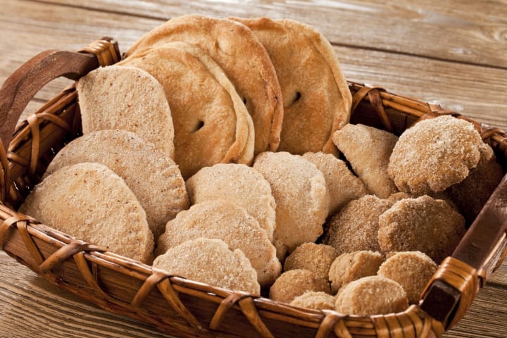 Basket of Mexican cookies.