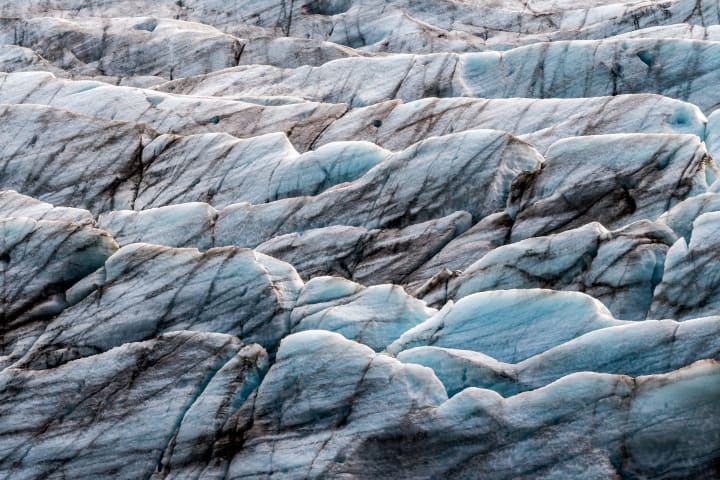 close-up of a glacier in Iceland.