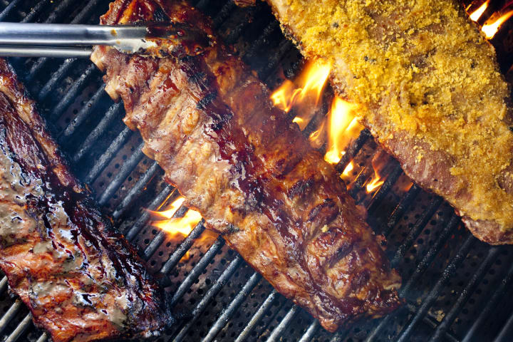 BBQ ribs on a grill