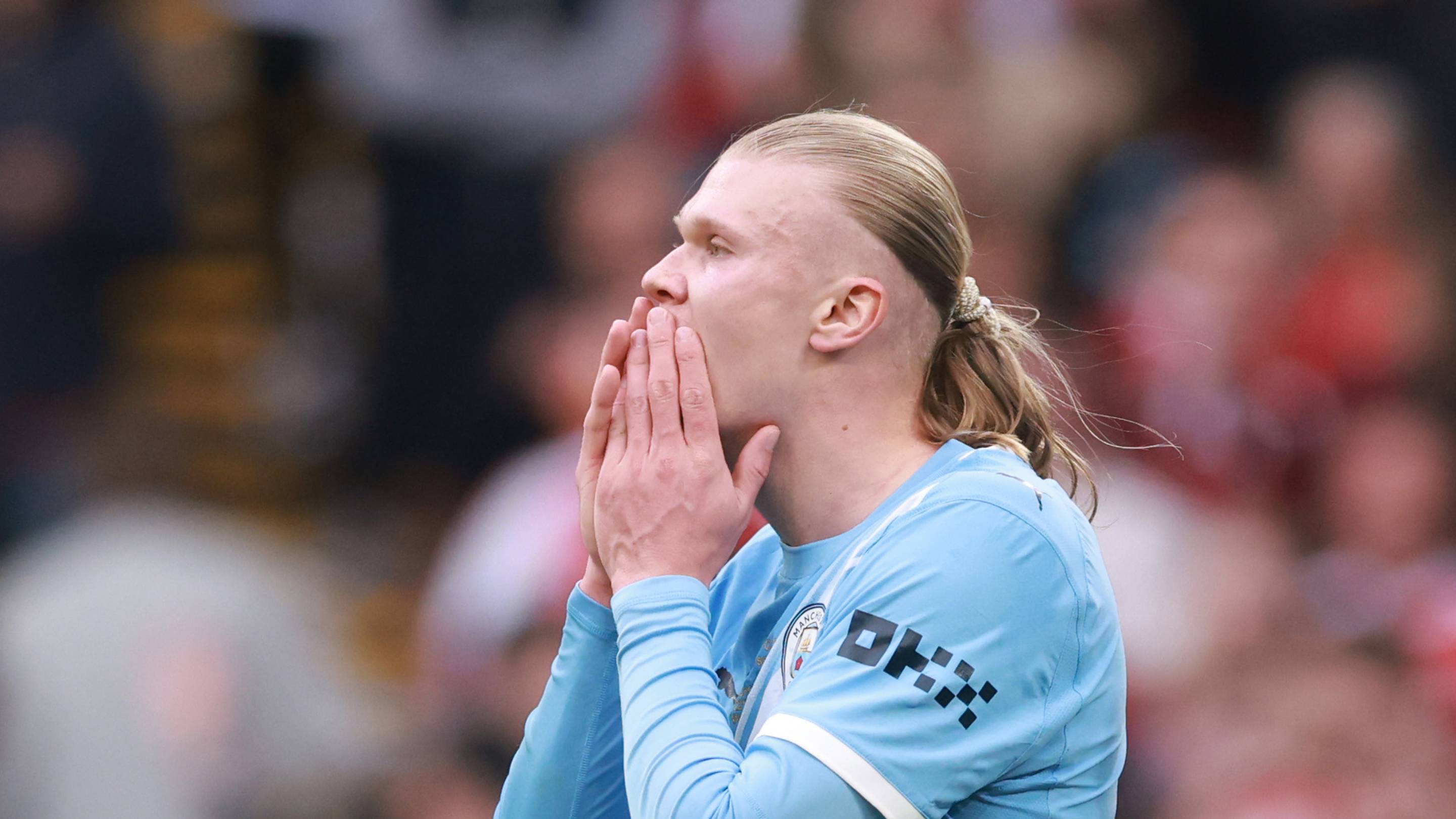 Erling Haaland has been kept quiet in decisive matches during his time in England.