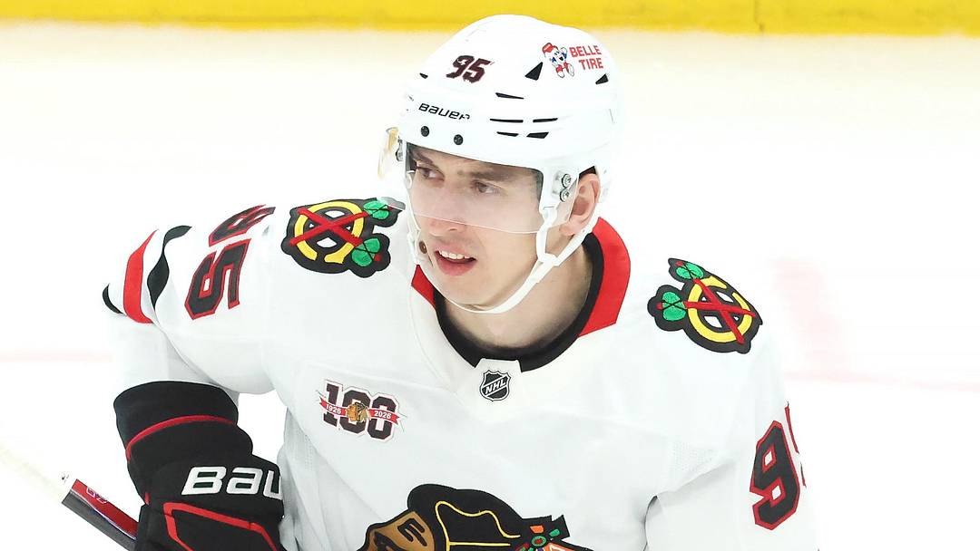 Jan 29, 2026; Pittsburgh, Pennsylvania, USA;  Chicago Blackhawks right wing Ilya Mikheyev (95) warms up against the Pittsburgh Penguins at PPG Paints Arena. Mandatory Credit: Charles LeClaire-Imagn Images