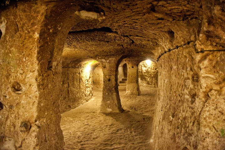 The underground city in Derinkuyu, Türkiye.