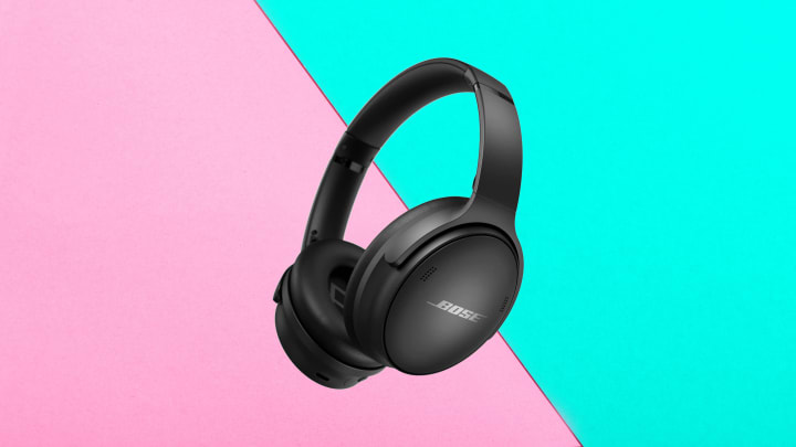 Bose QuietComfort 45 Bluetooth Wireless Noise-Canceling Headphones against colorful background.