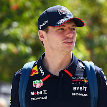 Max Verstappen of the Netherlands and Oracle Red Bull Racing and Jos Verstappen walk in the Paddock prior to practice ahead of the F1 Grand Prix of Bahrain at Bahrain International Circuit on February 29, 2024 in Bahrain, Bahrain. 