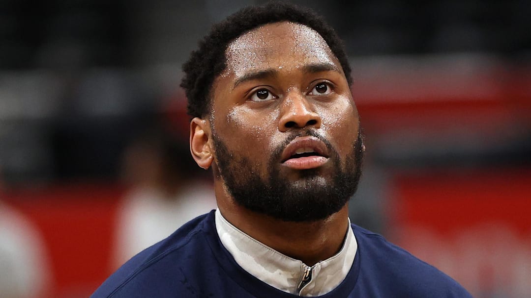 Washington Wizards guard Malaki Branham takes a shot before a game against the Milwaukee Bucks.