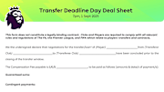 Premier League deal sheets cannot be used before 21:00 BST.