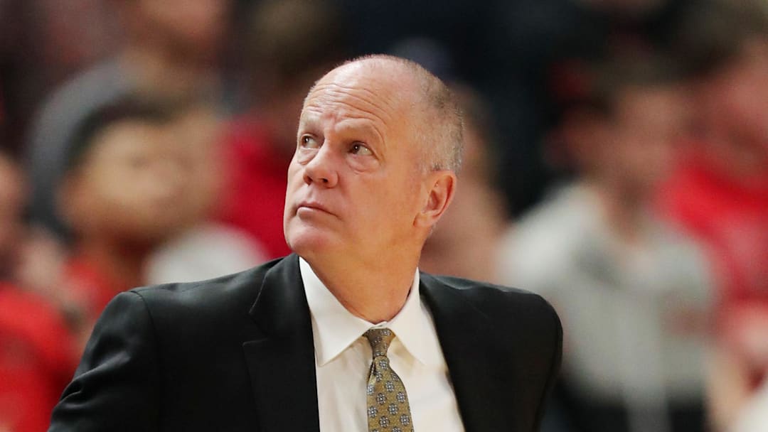 Feb 11, 2026; Lubbock, Texas, USA;  Colorado Buffaloes head coach Tad Boyle looks at the scoreboard in the fist half of the game against the Texas Tech Red Raiders at United Supermarkets Arena. Mandatory Credit: Michael C. Johnson-Imagn Images