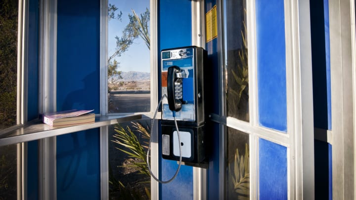 A pay phone is pictured