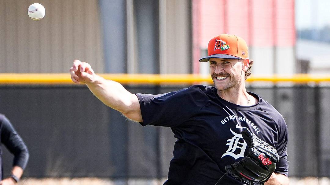 Detroit Tigers pitcher Sawyer Gipson-Long practices during spring training at TigerTown in Lakeland, Fla. on Thursday, Feb. 12, 2026.