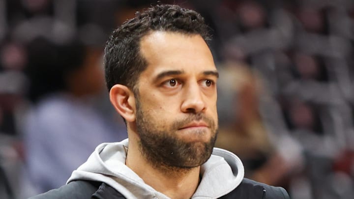 Atlanta Hawks general manager Landry Fields looks on against the Boston Celtics.
