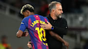 Lamine Yamal et Hansi Flick - FC Barcelone