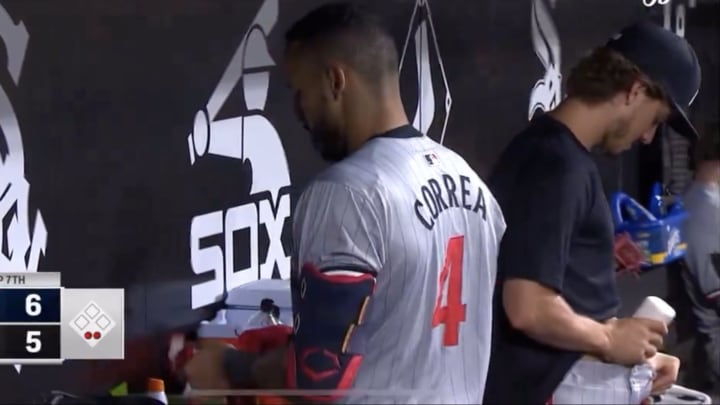 Correa and Ryan in the dugout.