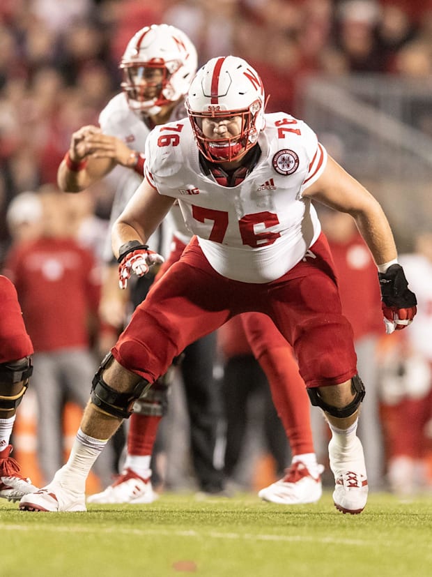 Nebraska Cornhuskers offensive lineman Brenden Jaimes during the 2018 game against the Wisconsin Badgers.