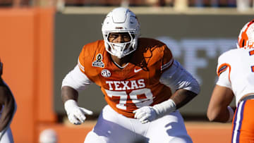 Dec 21, 2024; Austin, Texas, USA; Texas Longhorns offensive lineman Kelvin Banks Jr. (78) against the Clemson Tigers during the CFP National playoff first round